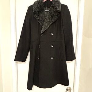 Women’s Wool Coat with Fur Trim